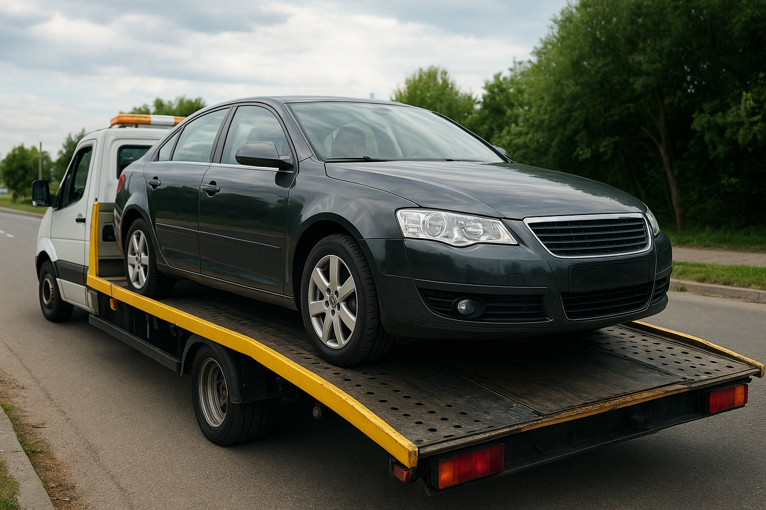 Auto osobowe kupione przez skup samochodów w Warszawie załadowane na lawetę – Autoskup Wawer