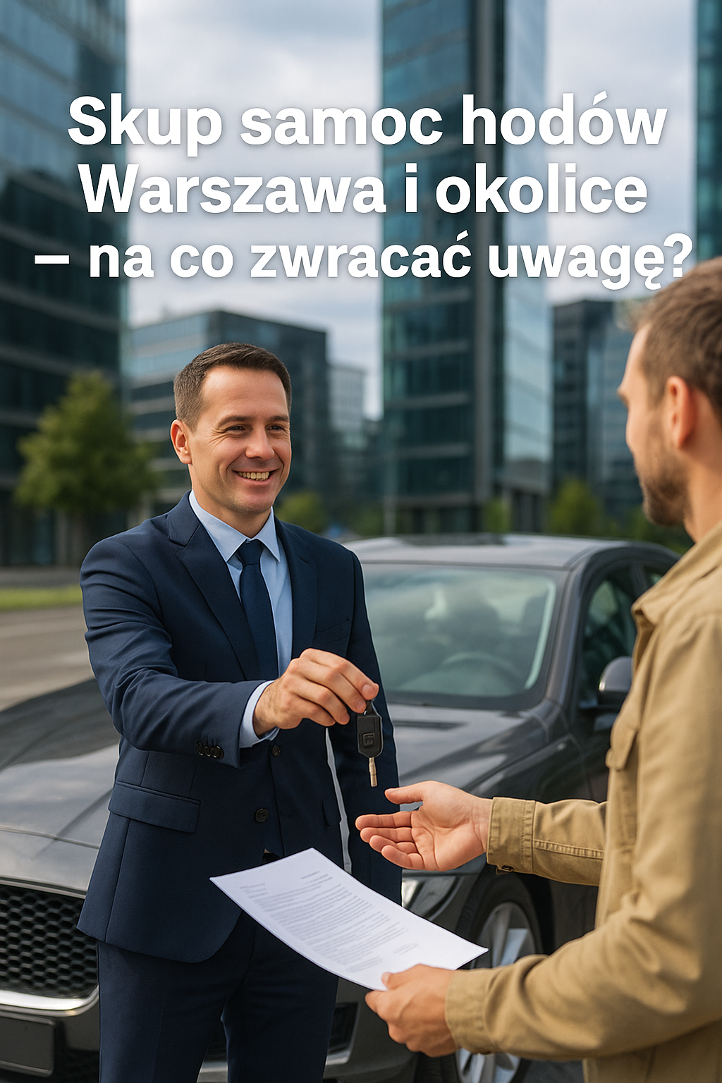 Skup samochodów Warszawa i okolice – szybka i bezpieczna sprzedaż auta | Auto Skup Warszawa Wawer Mężczyzna przekazuje kluczyki pracownikowi skupu aut w Warszawie – profesjonalny Auto Skup Warszawa Wawer, szybka sprzedaż samochodu i gotówka za auto.