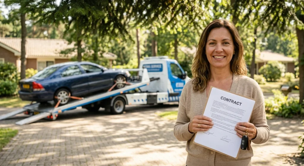 Zadowolony klient i darmowy odbiór auta lawetą przez Auto Skup Warszawa Wawer.